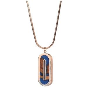 Oval Pendant Gold Necklace Blue